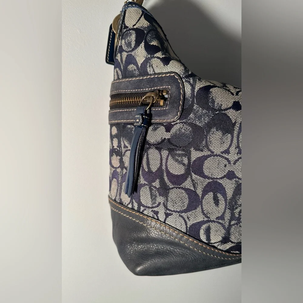 Rare Limited Edition Vintage Coach Y2K Denim Blue Tie-Dye Signature Hobo